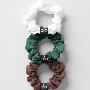 Fresh Mini Scrunchie 3-Pack - Brownstone/White/Clover Green