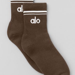 Unisex Half-Crew Throwback Sock - Espresso/White
