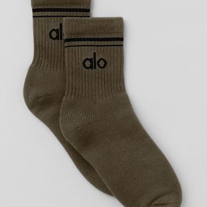 Unisex Half-Crew Throwback Sock - Olive Tree/Black