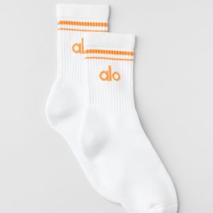 Unisex Half-Crew Throwback Sock - White/Satsuma Breeze