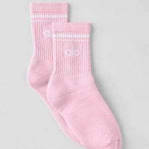 Unisex Half-Crew Throwback Sock - Pink Marshmallow/White