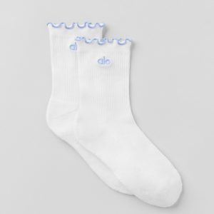 Women's Lettuce Edge Sock - White/Light Provence Blue