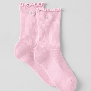 Women's Lettuce Edge Sock - Pink Marshmallow