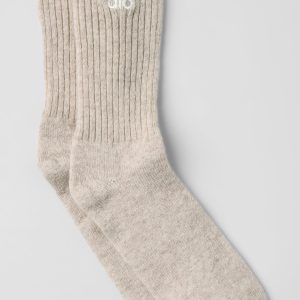 Unisex Wool Cashmere Light Frosted Sock - Winter Latte/Ivory