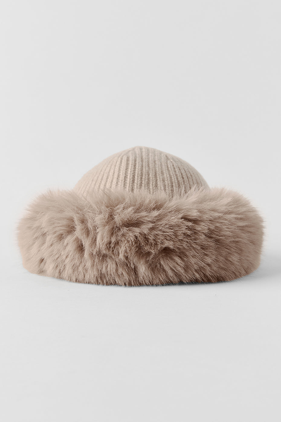 Courchevel Cashmere Faux Fur Beanie - Oat Heather - Image 2
