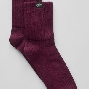 Unisex Half-Crew Scrunch Sock - Burgundy