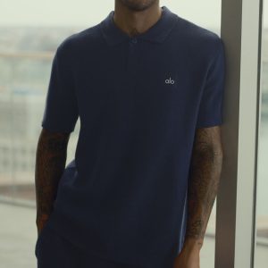 Sports Club Sweater Knit Polo - Navy
