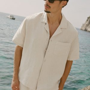 Linen Days Short Sleeve Button Up - Bone