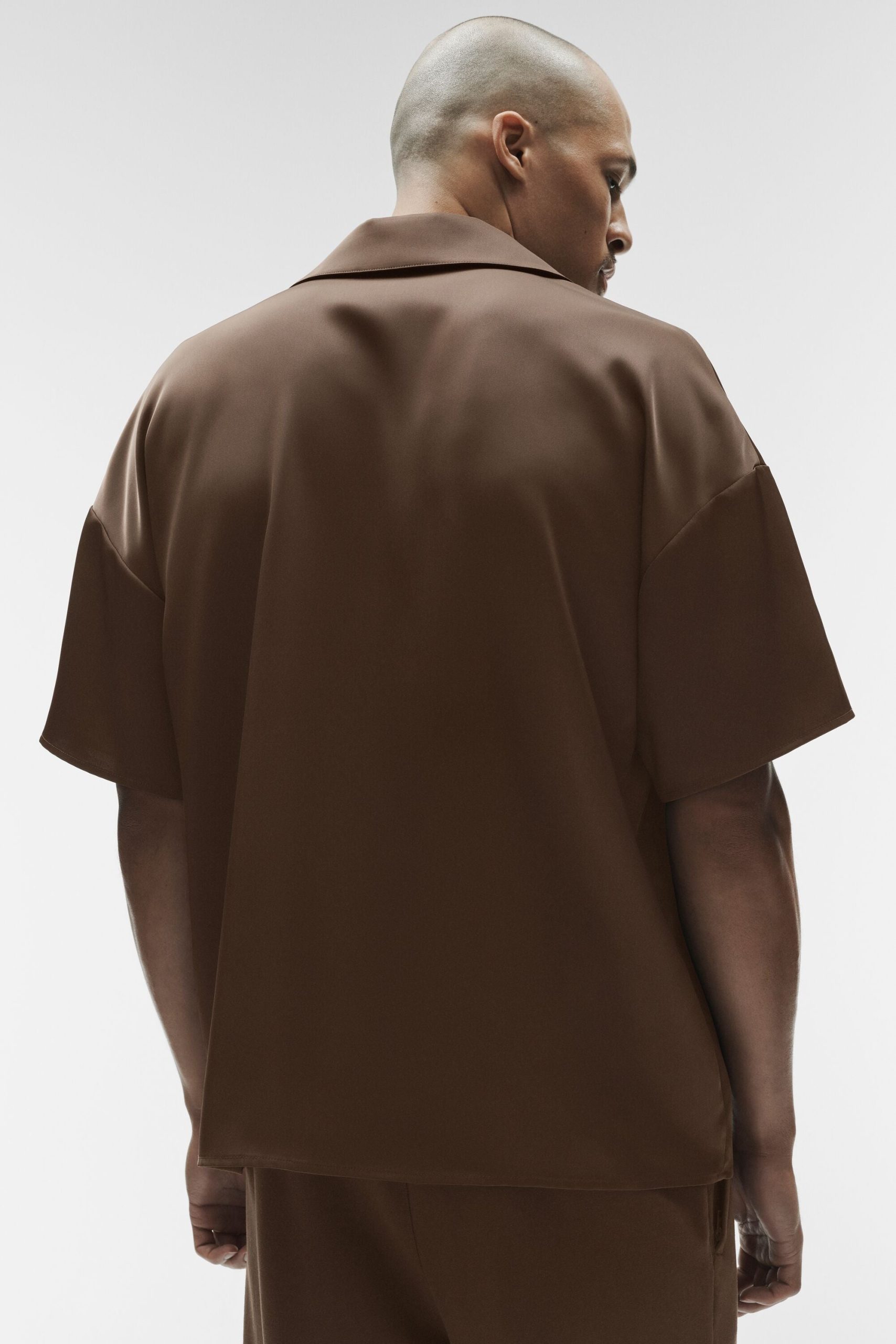 Satin Horizon Short Sleeve Button Up - Espresso - Image 3
