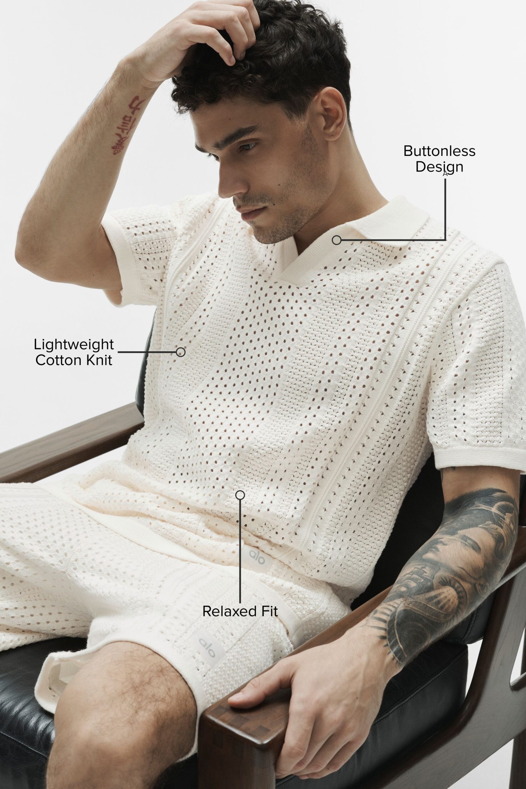 Coastline Knit Short Sleeve Polo - Ivory - Image 2