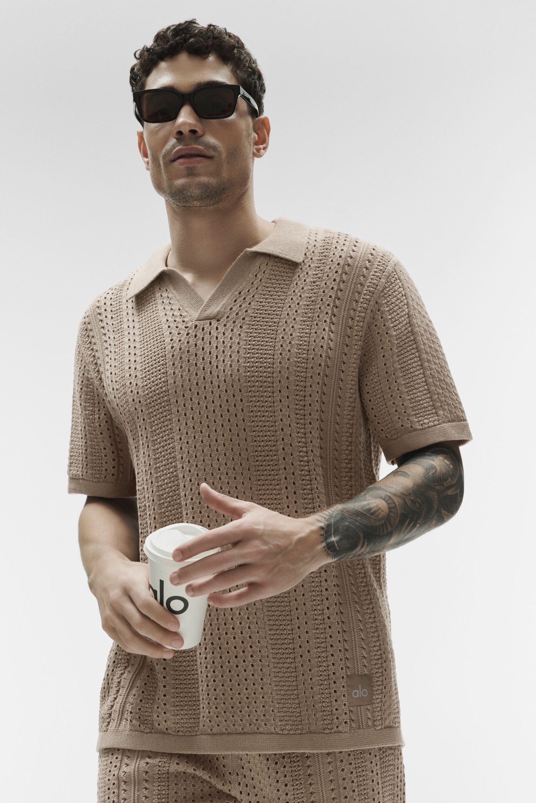 Coastline Knit Short Sleeve Polo - Gravel - Image 3