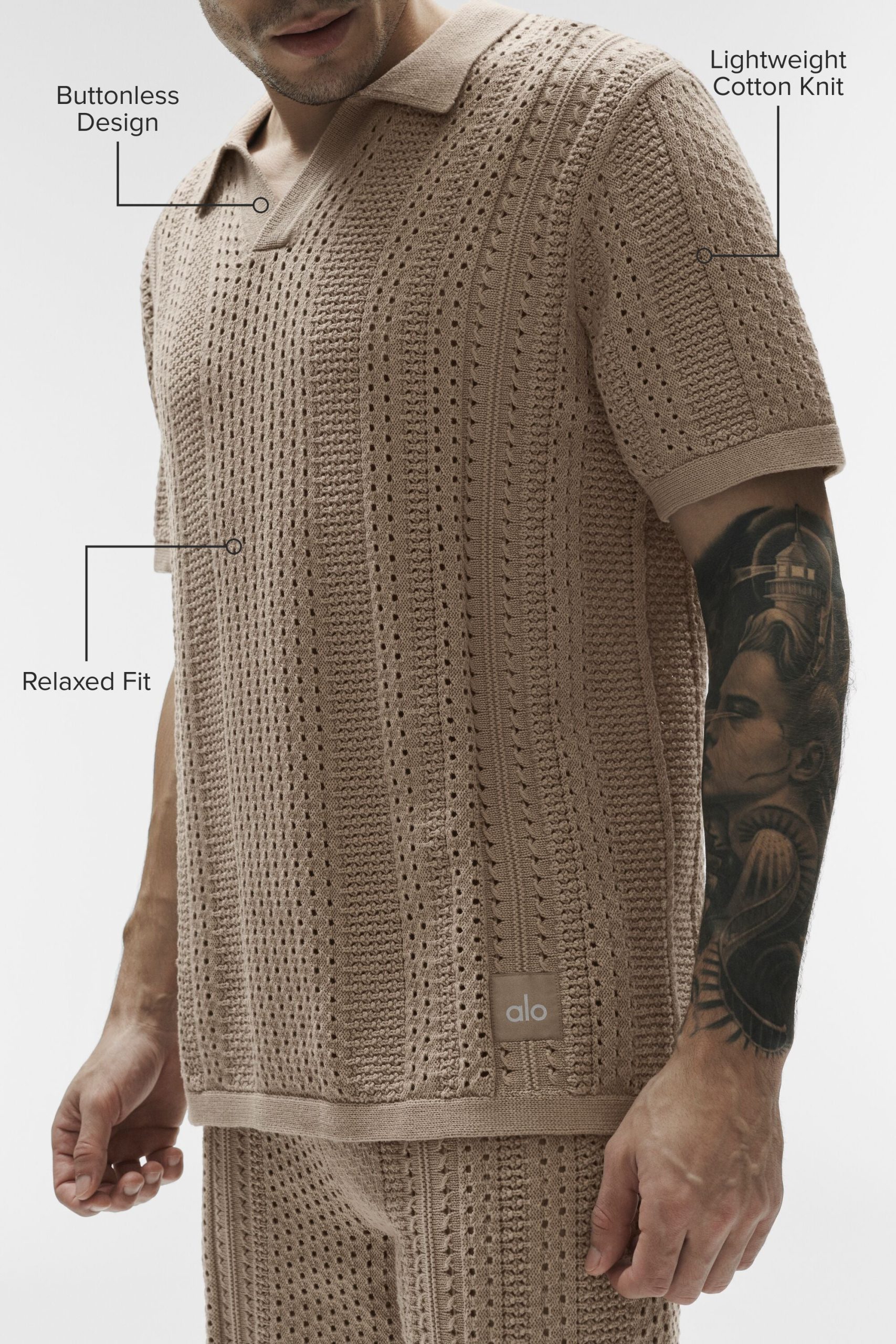 Coastline Knit Short Sleeve Polo - Gravel - Image 2