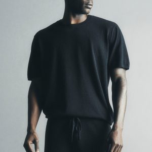 Cotton Cashmere Ever Soft Short Sleeve Crew - Black