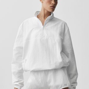 Light Weight Takeaway Track Pullover - White