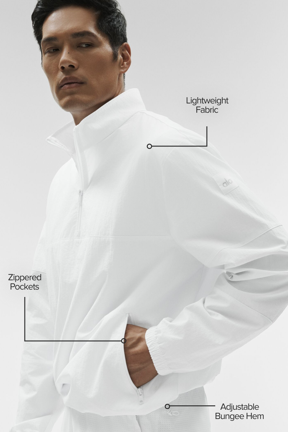 Light Weight Takeaway Track Pullover - White - Image 2