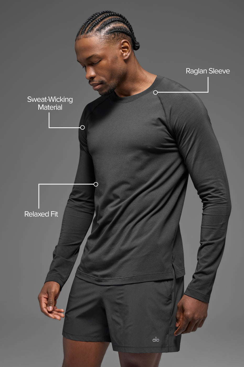 ALO Vapor Crewneck Long Sleeve - Anthracite - Image 2