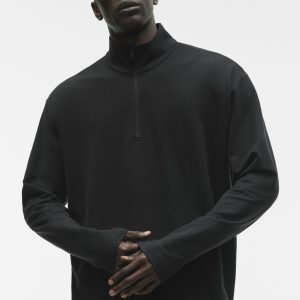 Double Take Long Sleeve 1/4 Zip - Black