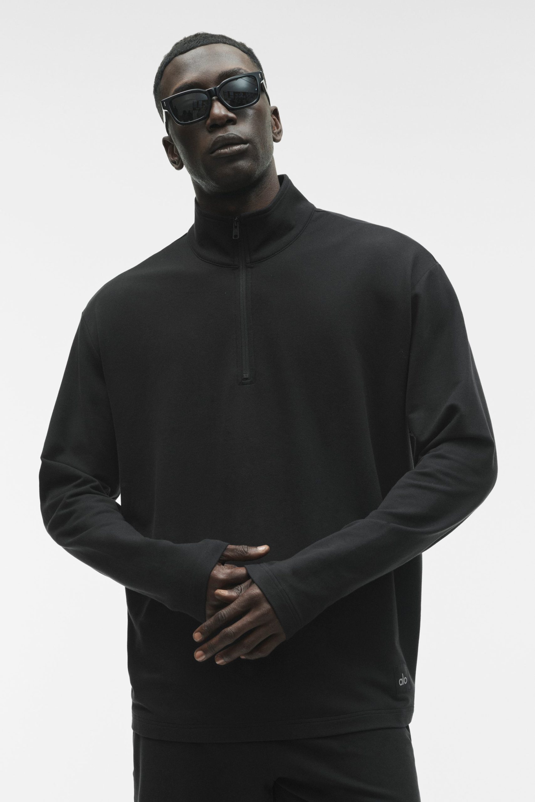Double Take Long Sleeve 1/4 Zip - Black