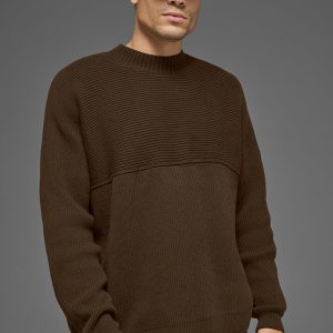 Domain Shift Rib Knit Sweater Crew - Espresso