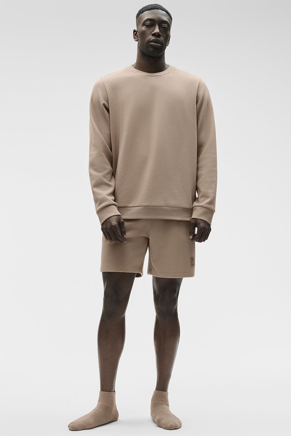 Waffle Lounge Long Sleeve Crew - Gravel - Image 5