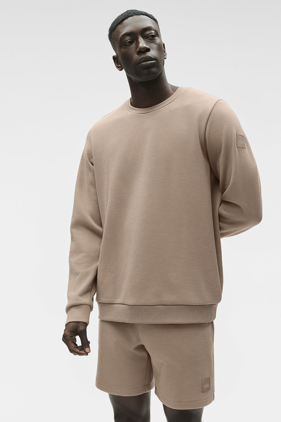 Waffle Lounge Long Sleeve Crew - Gravel - Image 4