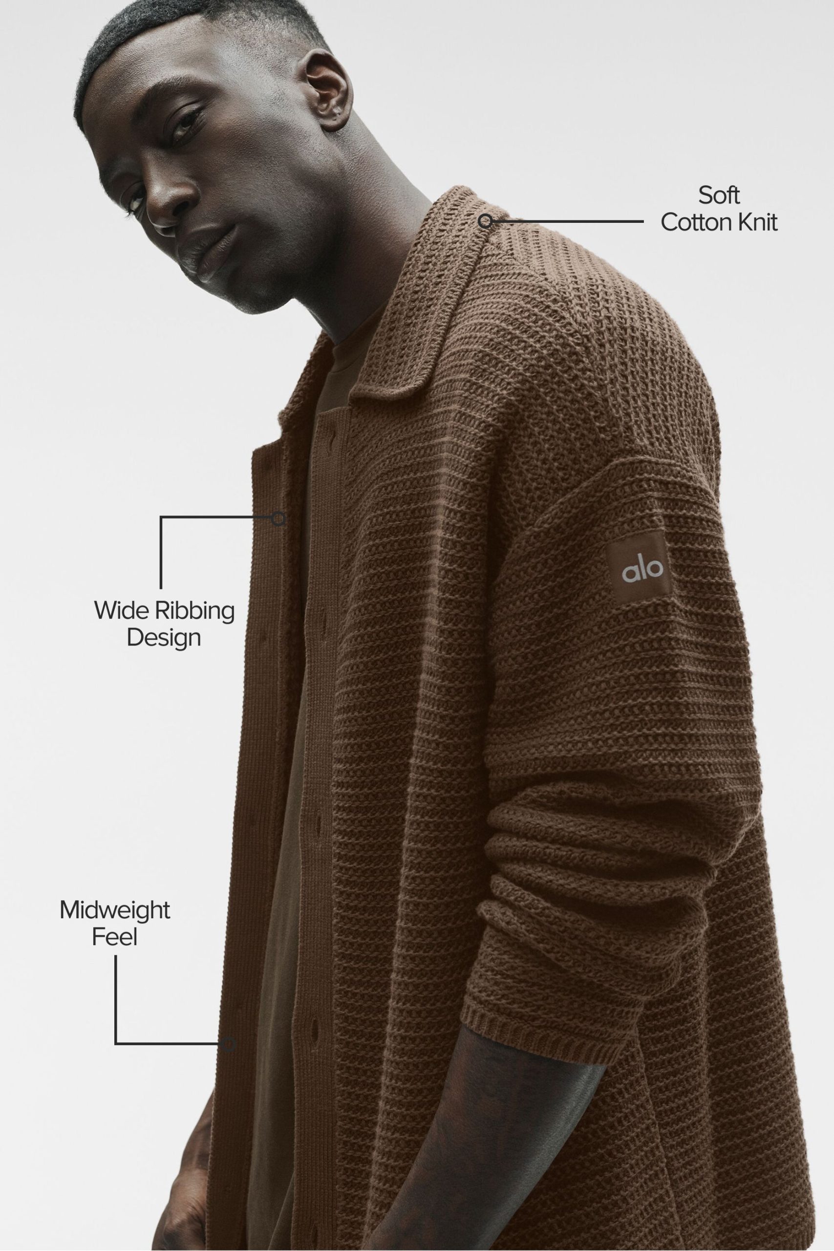 Shift Knit Button Up Long Sleeve - Espresso - Image 2