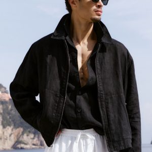 Linen Days Full Zip Jacket - Black