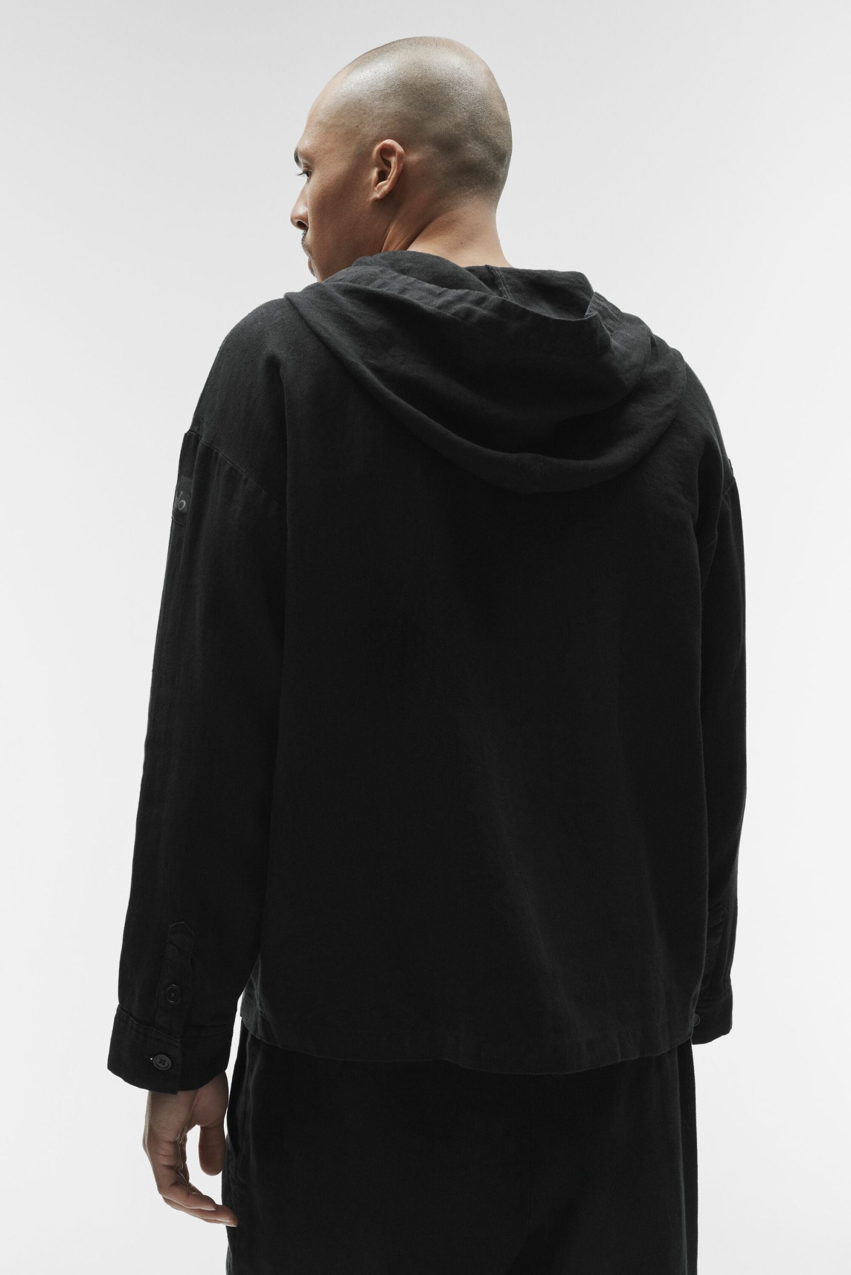 Linen Days Button Up Hoodie - Black - Image 4