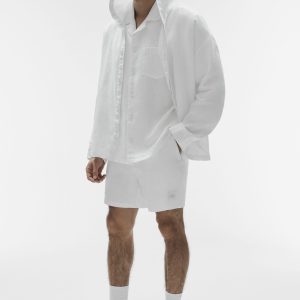 Linen Days Button Up Hoodie - White