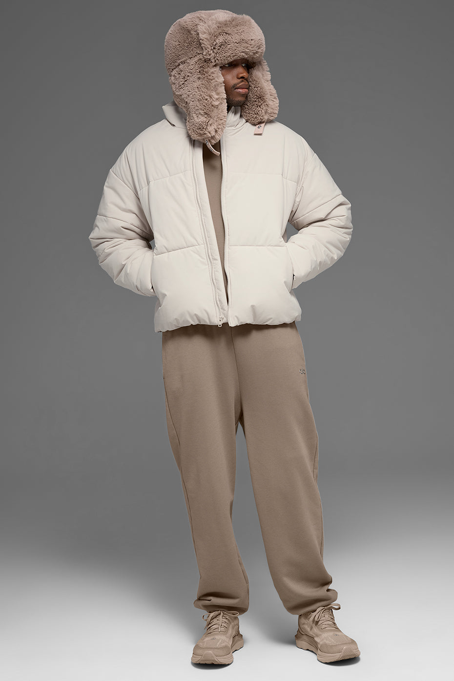Stretch Woven Street Puffer - Bone - Image 4