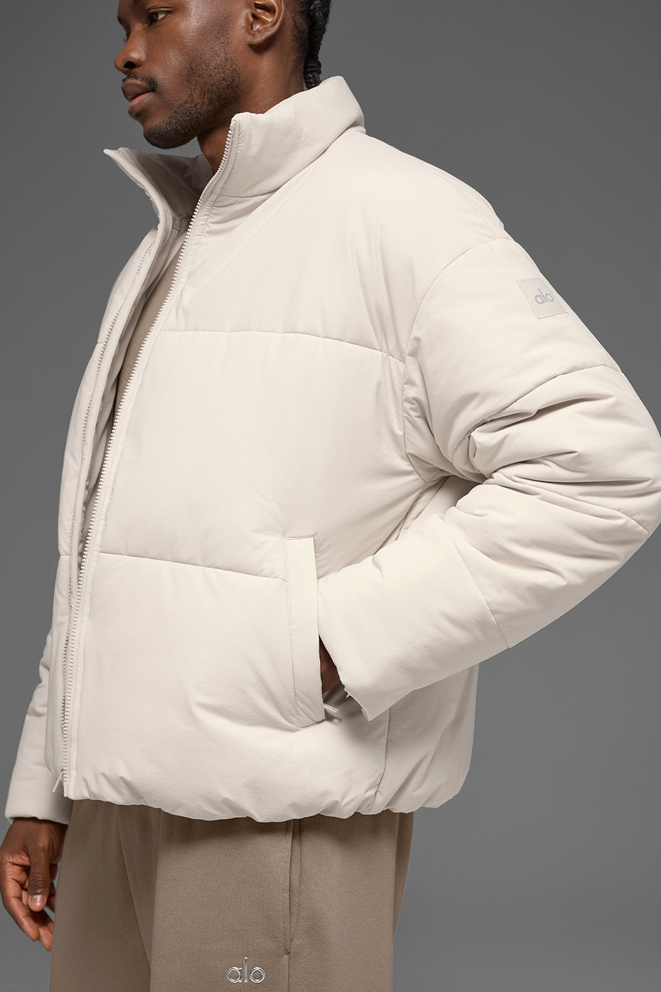 Stretch Woven Street Puffer - Bone - Image 3