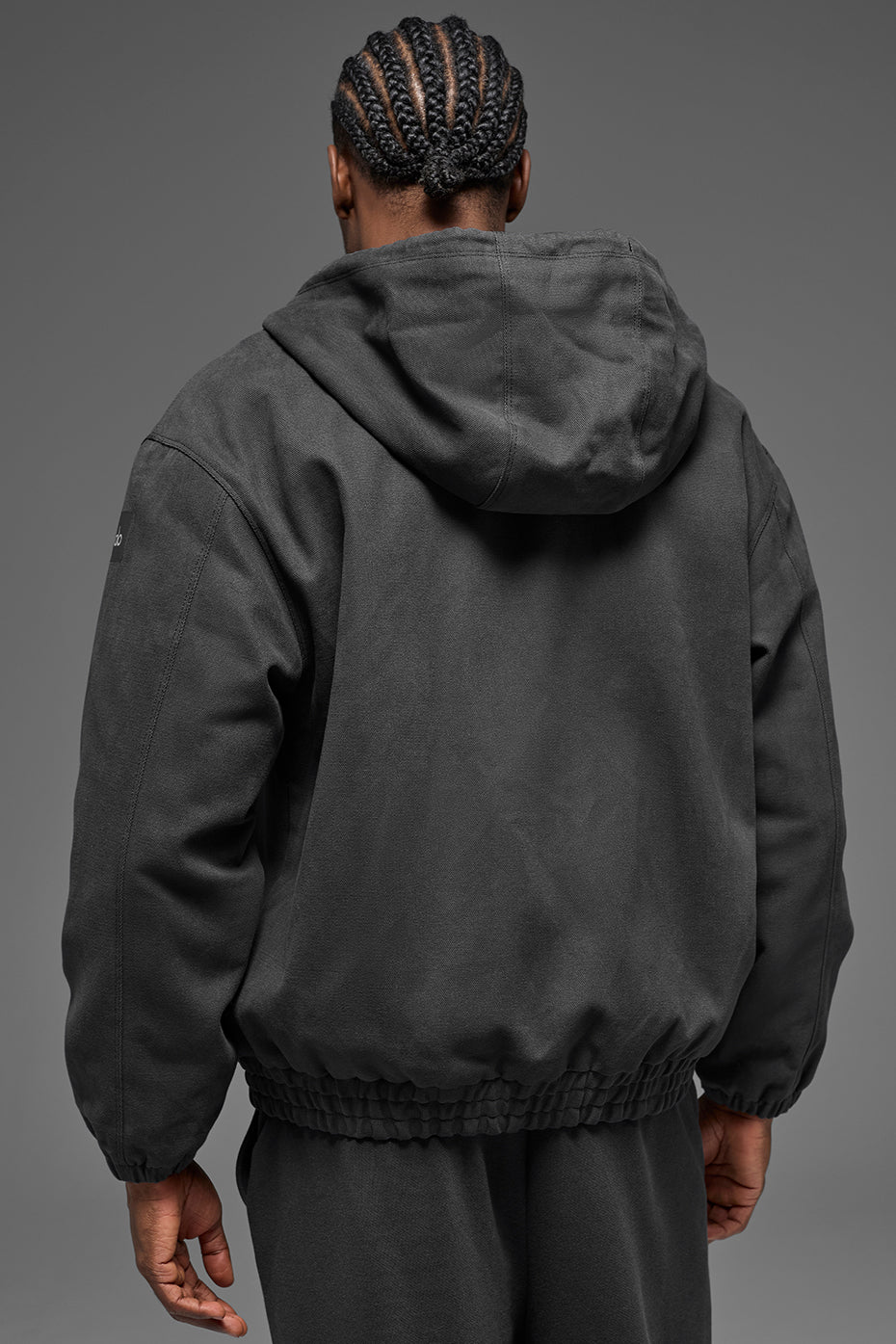 Cotton Canvas Full Zip Hoodie - Anthracite - Image 3