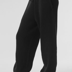 Domain Rib Knit Sweatpant - Black