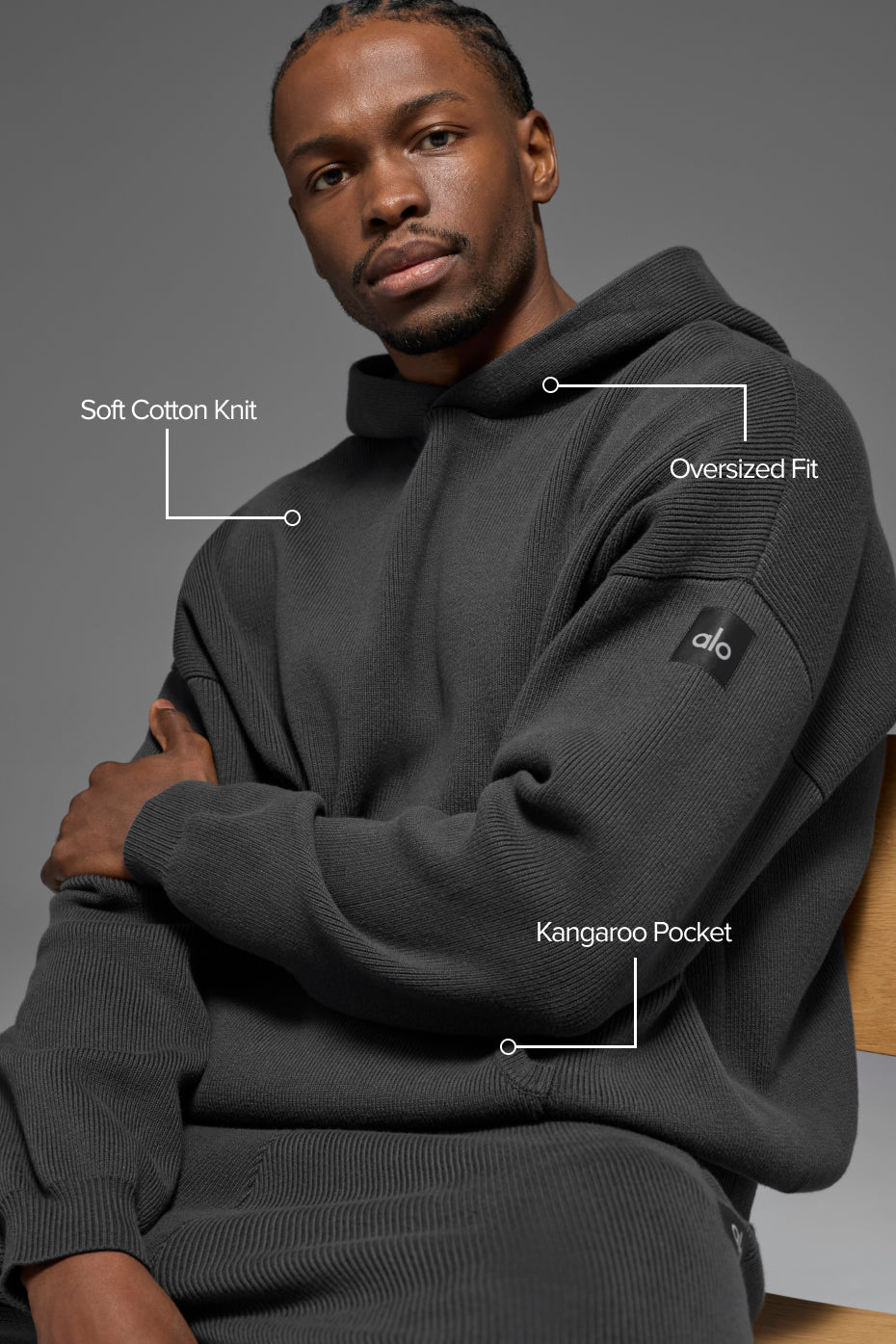 Scholar Hooded Sweater - Anthracite - Image 2