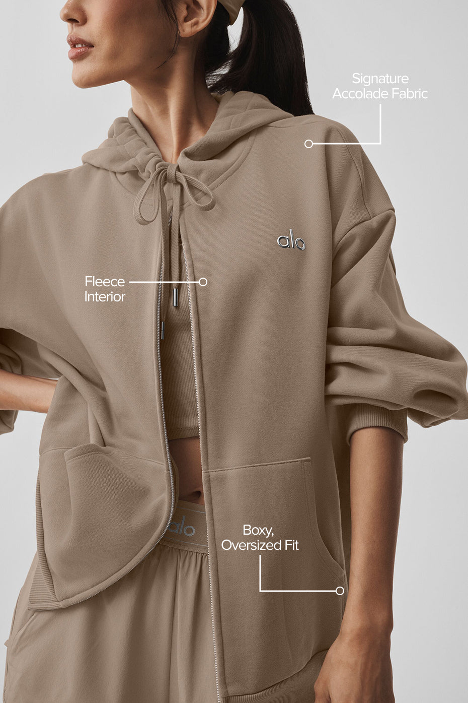 Accolade Full Zip Hoodie - Gravel - Image 2