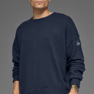 Unisex Wool?Cashmere New Class Crewneck Sweater - Navy