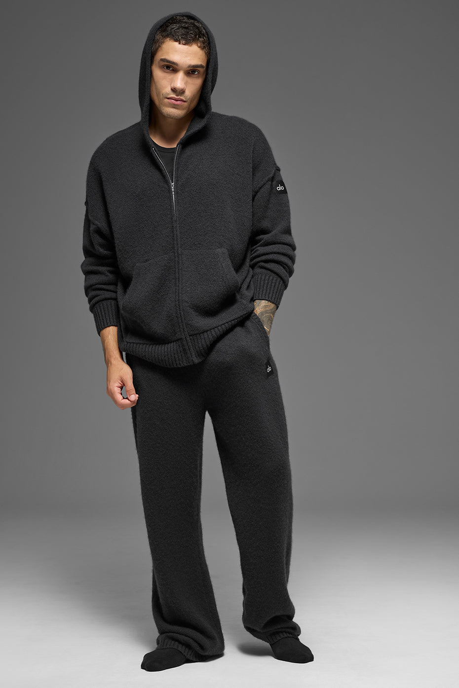 Wool?Cashmere New Class Full Zip Hoodie - Black - Image 4