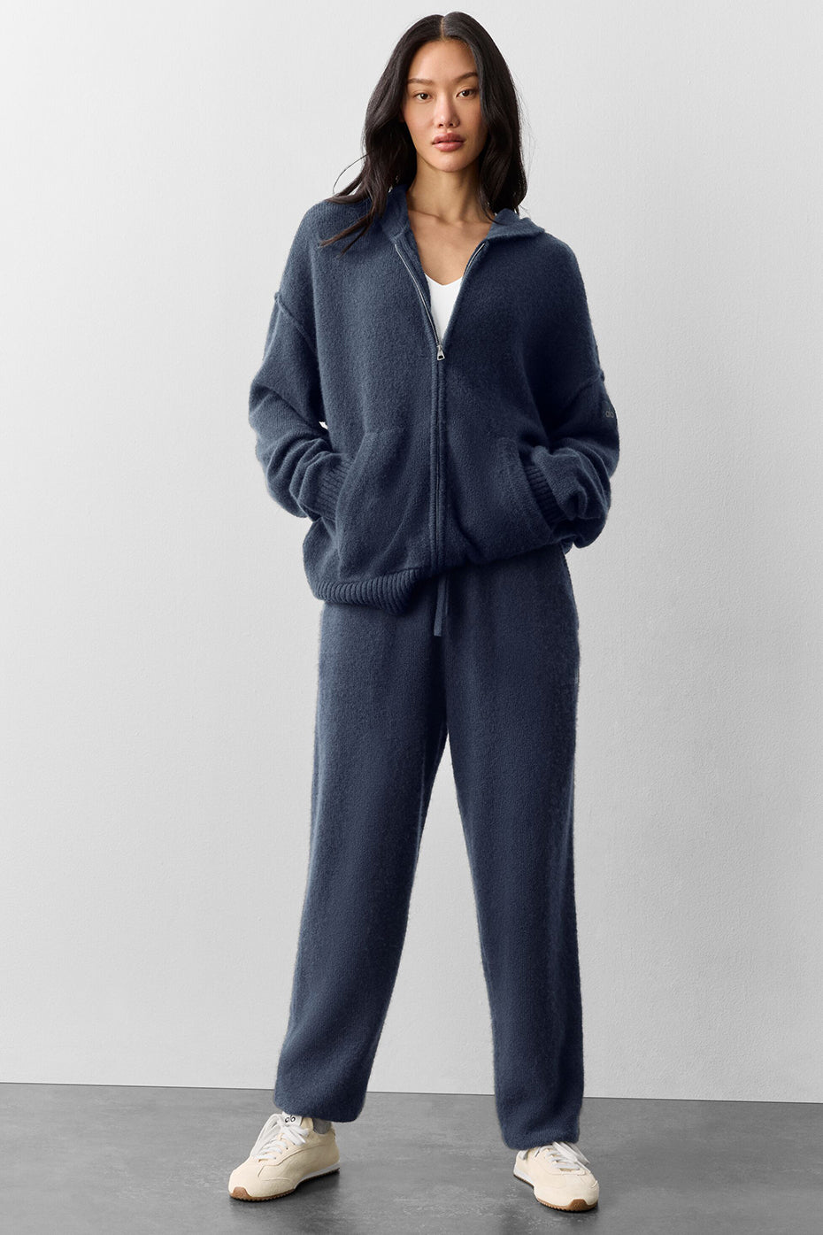 Wool Cashmere New Class Full Zip Hoodie - Navy - Image 5