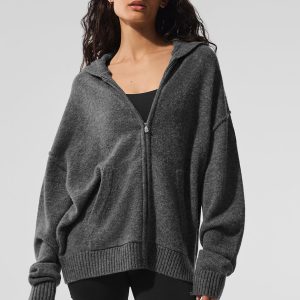 Wool?Cashmere New Class Full Zip Hoodie - Platinum Grey