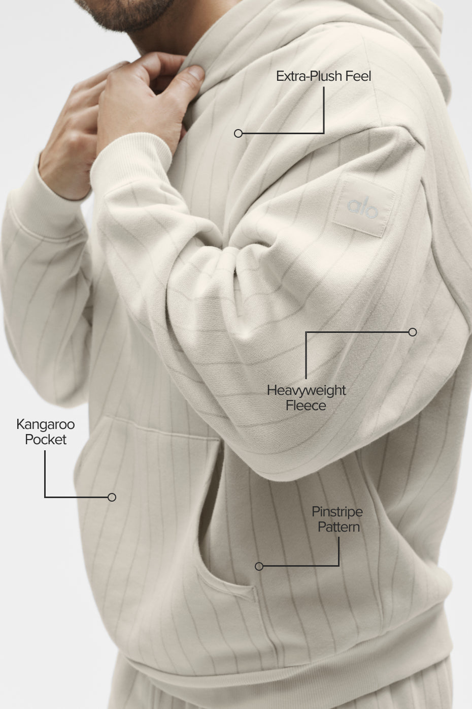 Pinstripe Hoodie - Bone Pinstripe - Image 2