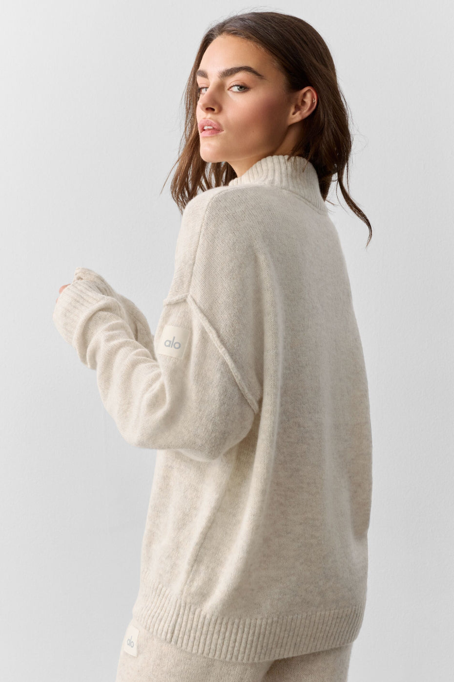 Wool Cashmere New Class 1/4 Zip Pullover - Oatmeal Heather - Image 4