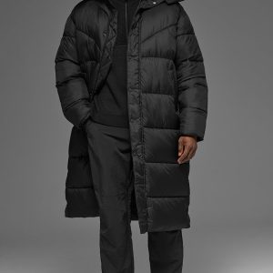 Gold Rush Puffer Trench - Black