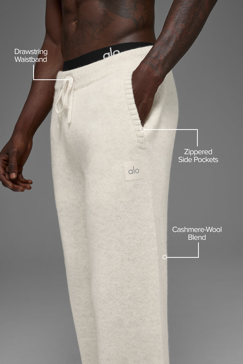 Wool Cashmere New Class Sweatpant - Bone Heather - Image 2
