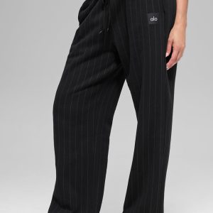 Pinstripe Straight Leg Sweatpant - Black Pinstripe