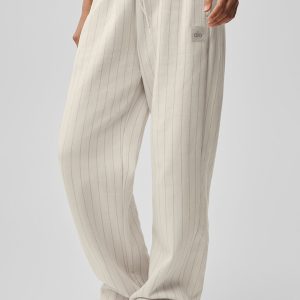 Pinstripe Straight Leg Sweatpant - Bone Pinstripe