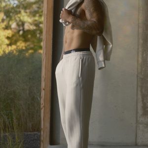 Pinstripe Straight Leg Sweatpant - Bone Pinstripe