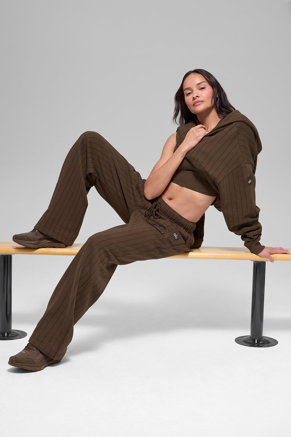 Pinstripe Straight Leg Sweatpant - Espresso Pinstripe - Image 4