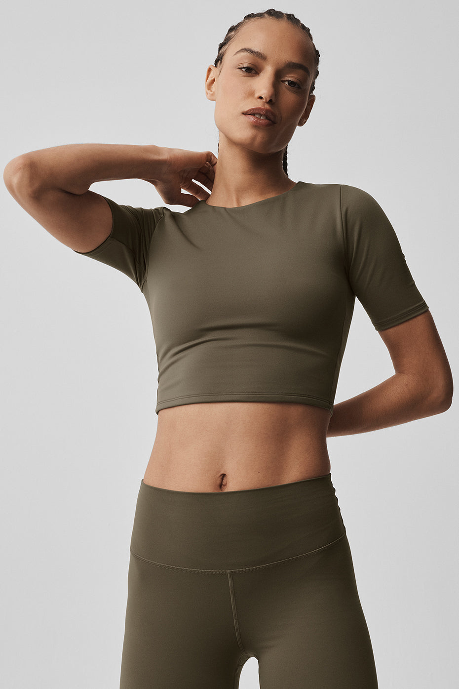 ALO Softsculpt Precision Half Sleeve Tee - Olive Tree - Image 3