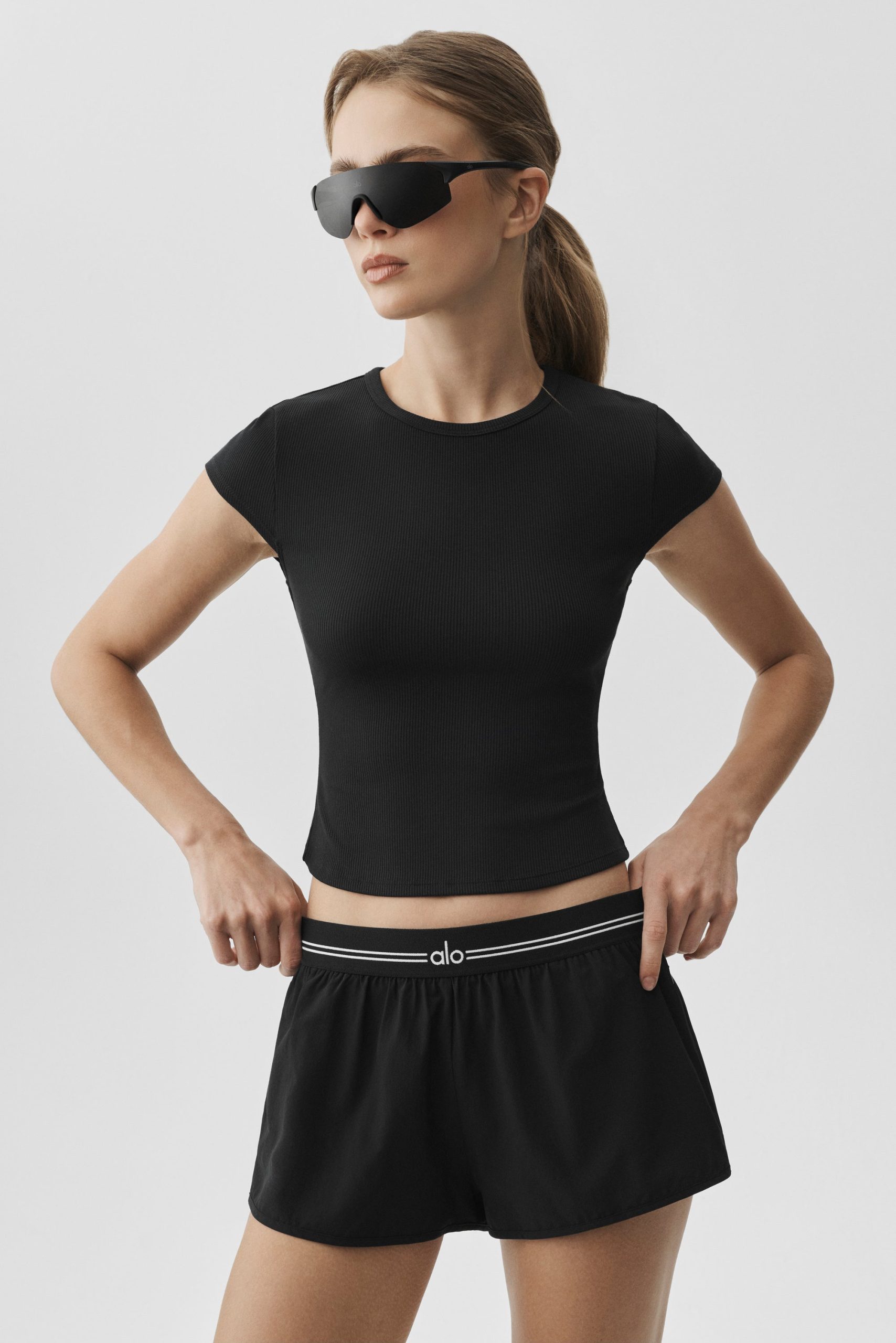 Ribbed Modal Cap Sleeve Top - Black