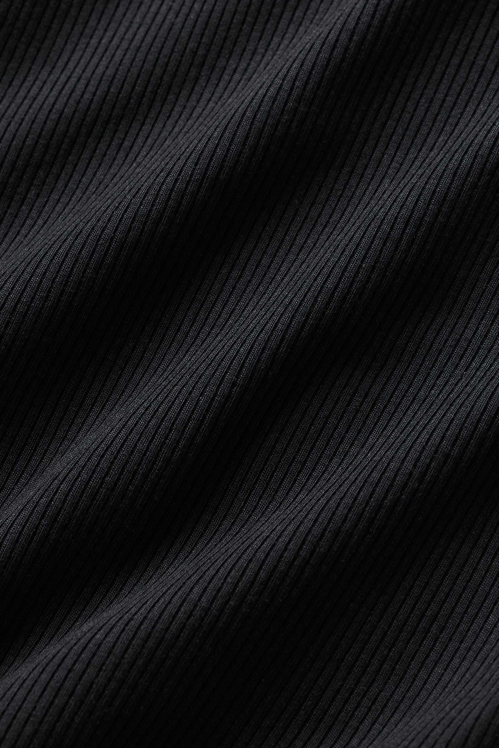 Ribbed Modal Cap Sleeve Top - Black - Image 6